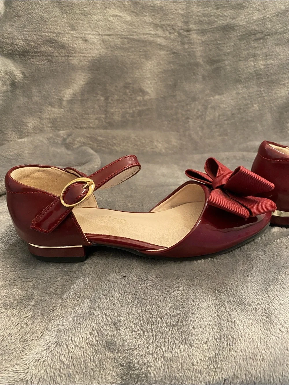 Girls Patent Mary Jane Dress Shoes with Bow - Wine